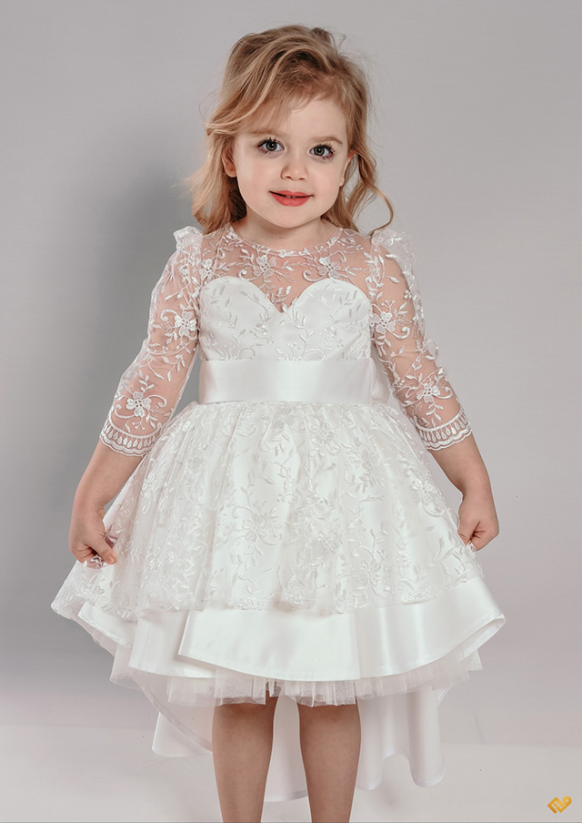 Brode Kollu Saten Kuyruklu Bebe Elbise