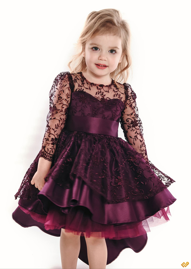 Brode Kollu Saten Kuyruklu Bebe Elbise