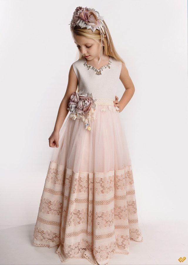 Krep Yaka Çocuk Couture Elbise