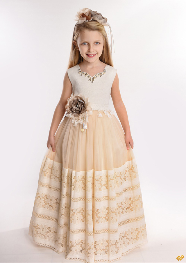 Krep Yaka Çocuk Couture Elbise