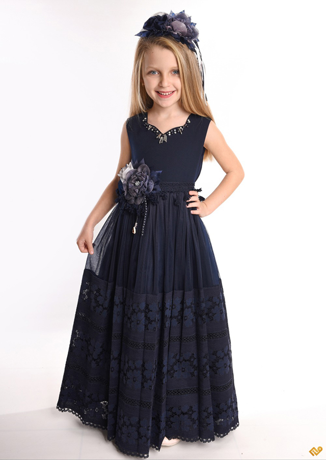 Krep Yaka Çocuk Couture Elbise