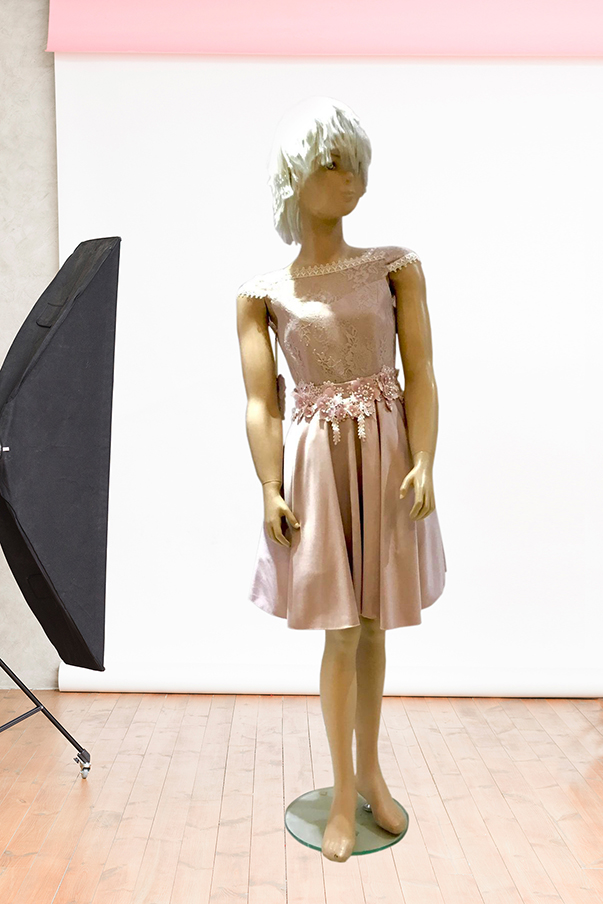 Yaka Lez Dantel Etek Kontes Saten Kısa Çocuk Abiye