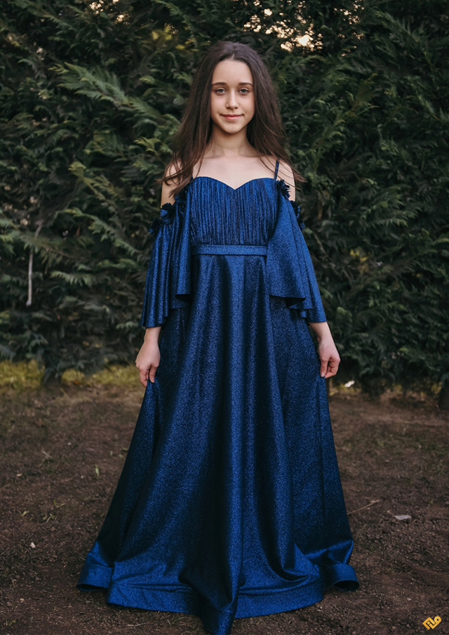 Pırıltı Sim Carmen Yaka Çiçekli Uzun