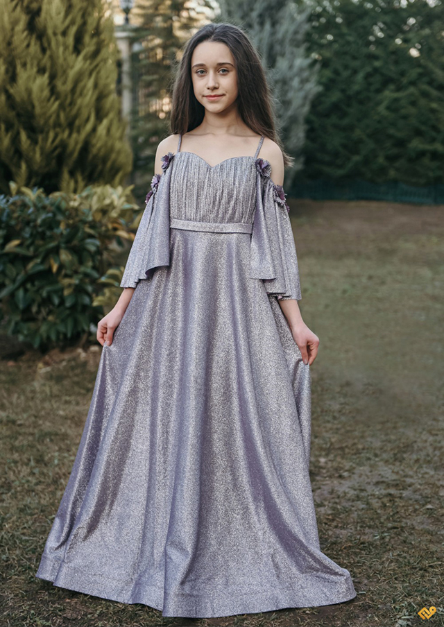 Pırıltı Sim Carmen Yaka Çiçekli Uzun