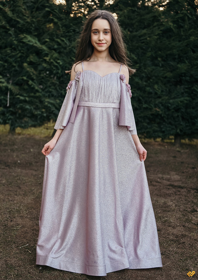 Pırıltı Sim Carmen Yaka Çiçekli Uzun