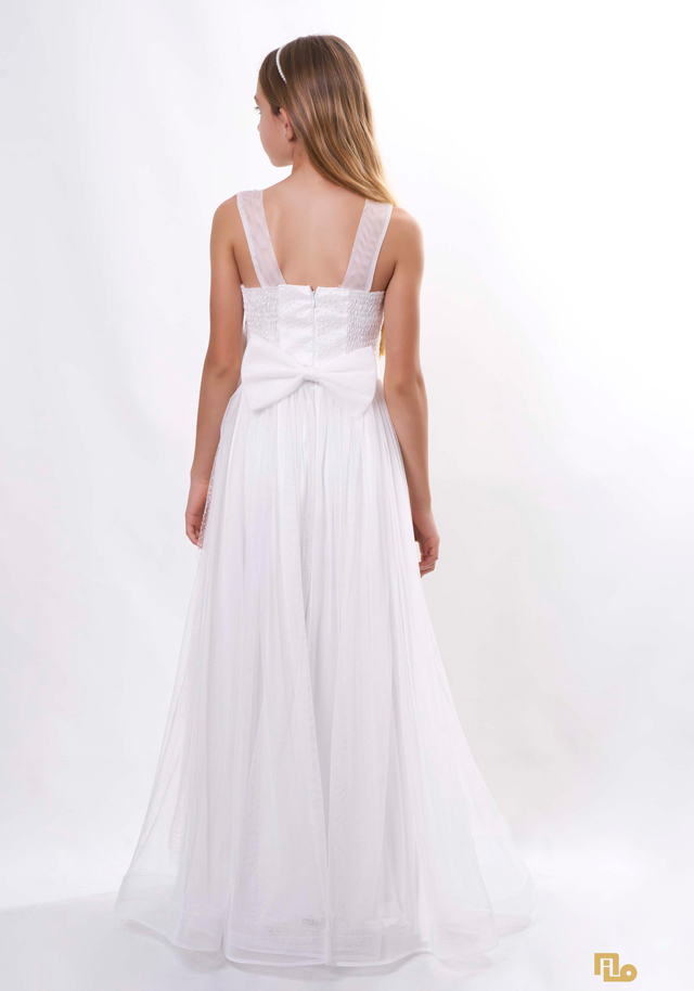 KÖPÜKSİM TEK OMUZ ÇİÇEKLİ UZUN ELBİSE Kız Çocuk Abiye