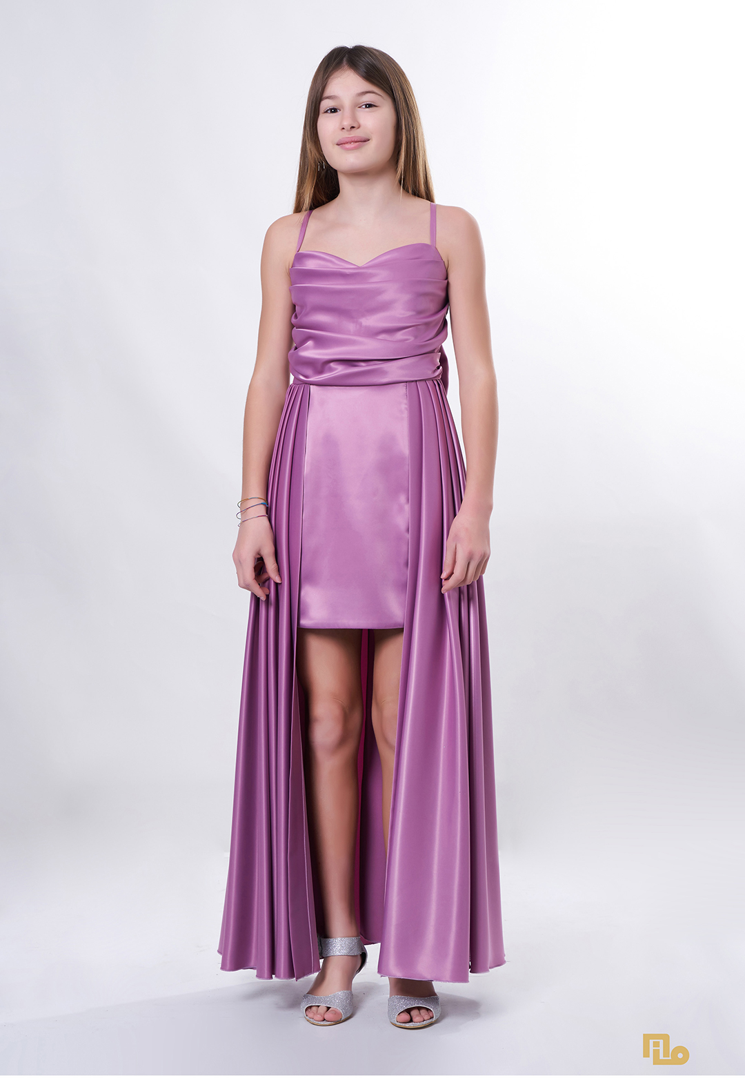 Biye Bantlı Drape Beden Uzun Simli Şifon